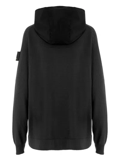 Premiata Merino Wool Zip-up Sweatshirt In Black