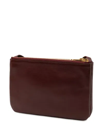 Pre-owned Celine 2019 Small Lambskin Trio Crossbody Bag In Red