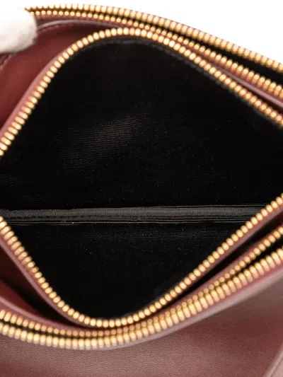 Pre-owned Celine 2019 Small Lambskin Trio Crossbody Bag In Red