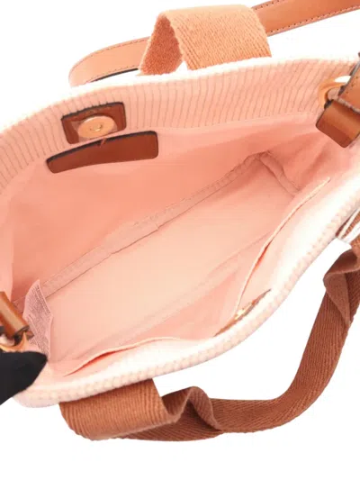 Pre-owned Chloé 2010-2025 Kids Corduroy Canvas Satchel In Pink