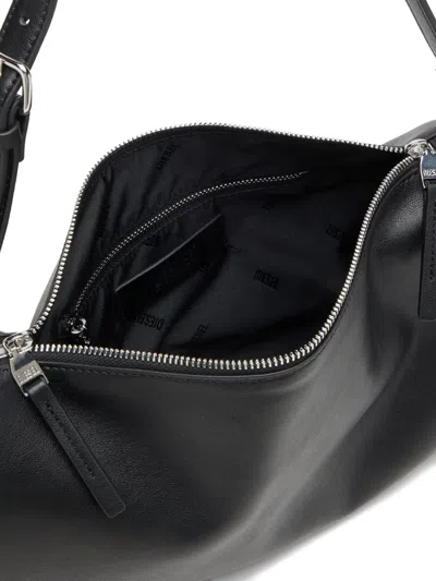 Diesel Load-d-shoulder Bag With Hard-shell Logo Sides In Black