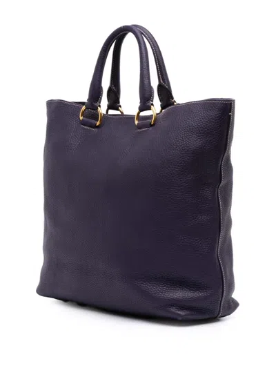 Pre-owned Prada 2000-2025 Vitello Daino Open Convertible Tote Satchel In Purple