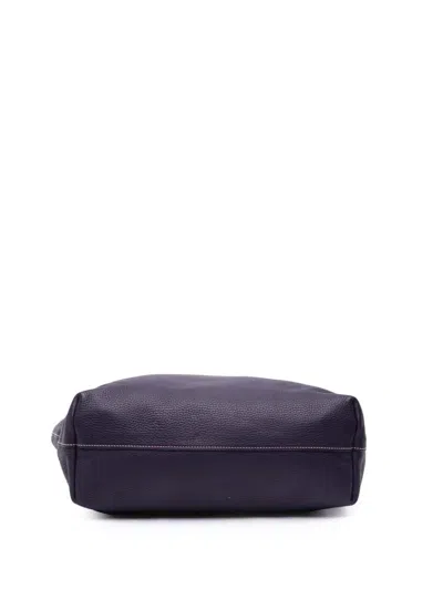 Pre-owned Prada 2000-2025 Vitello Daino Open Convertible Tote Satchel In Purple