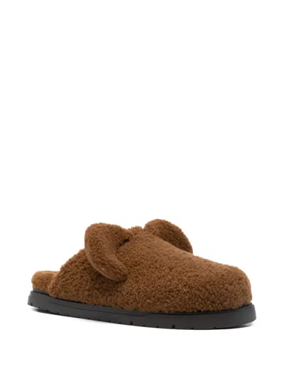 Fendi Brown Slip-on Slides In Brown
