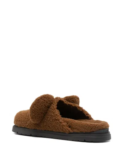 Fendi Brown Slip-on Slides In Brown