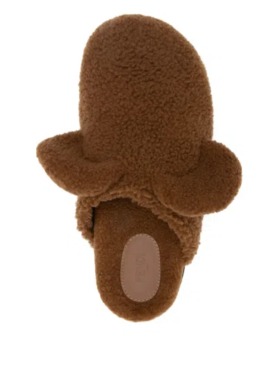 Fendi Brown Slip-on Slides In Brown