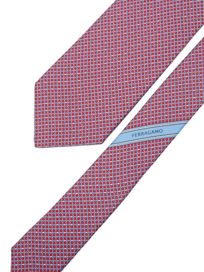 Ferragamo Patterned Tie In Red