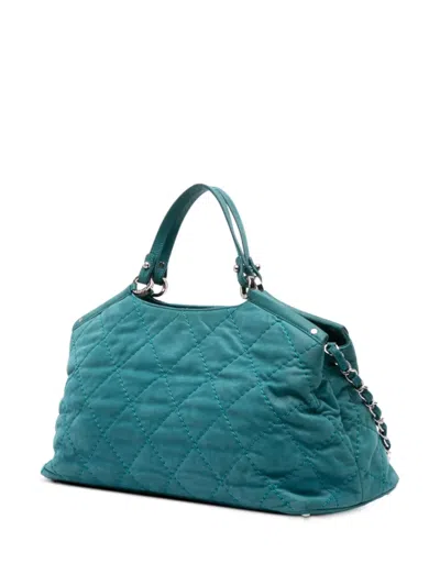 Pre-owned Chanel 2012 Small Iridescent Calfskin Sea Hit Tote Satchel In Blue