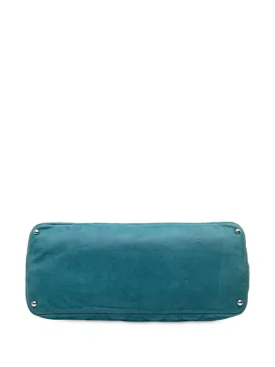 Pre-owned Chanel 2012 Small Iridescent Calfskin Sea Hit Tote Satchel In Blue