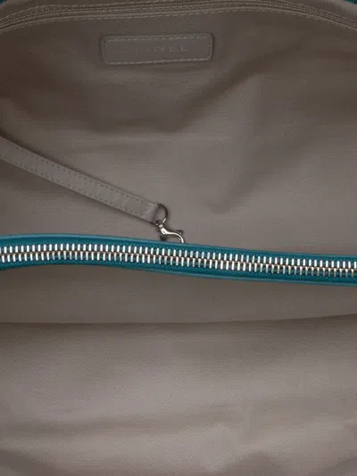 Pre-owned Chanel 2012 Small Iridescent Calfskin Sea Hit Tote Satchel In Blue