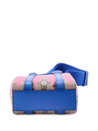 Pre-owned Gucci Convertible Open Rhombus Gg Coated Canvas With Leather Mini Tote Bag In Pink