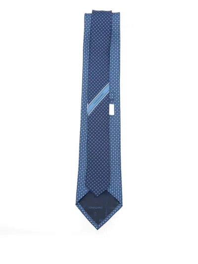 Ferragamo Gancini-patterned Tie In Blue