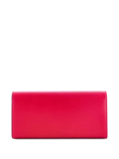 Pre-owned Saint Laurent Classic Monogram Leather Long Clutch Bag In Pink