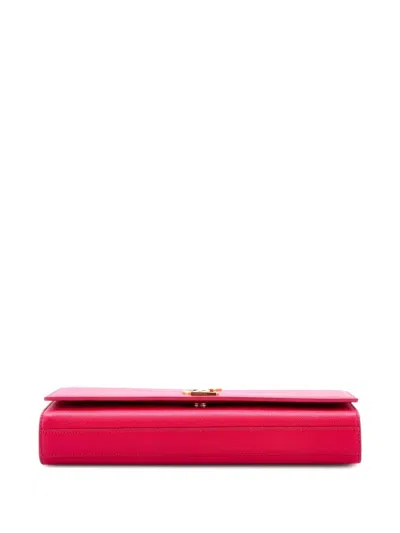 Pre-owned Saint Laurent Classic Monogram Leather Long Clutch Bag In Pink