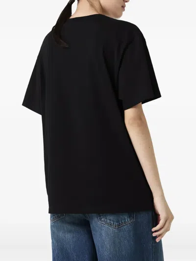 Stella Mccartney Logo T-shirt With Embroidery And Round Neck In Black