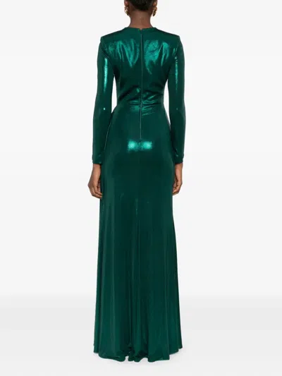 Cristallini Nyssia Draped Maxi Dress In Green