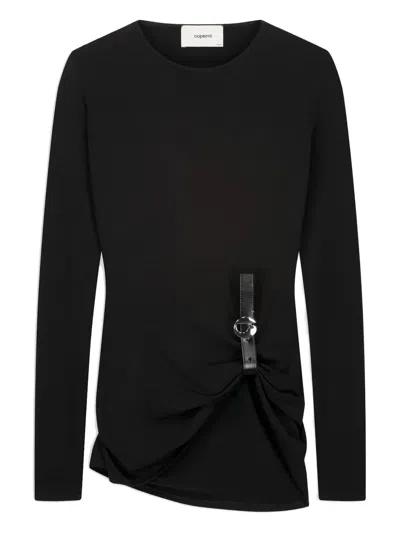 Coperni Long Sleeve Fitted Top With Side Detail In Black