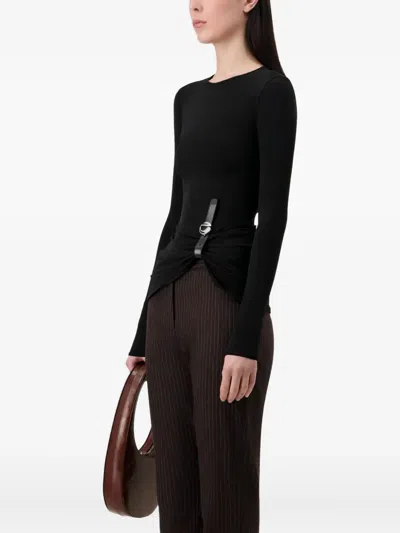 Coperni Long Sleeve Fitted Top With Side Detail In Black