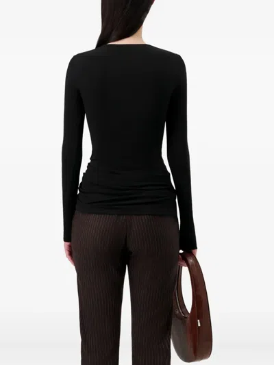 Coperni Long Sleeve Fitted Top With Side Detail In Black