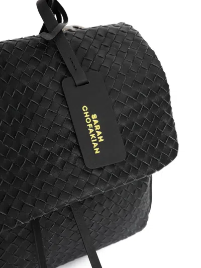 Sarah Chofakian Expresso Woven Backpack In Black