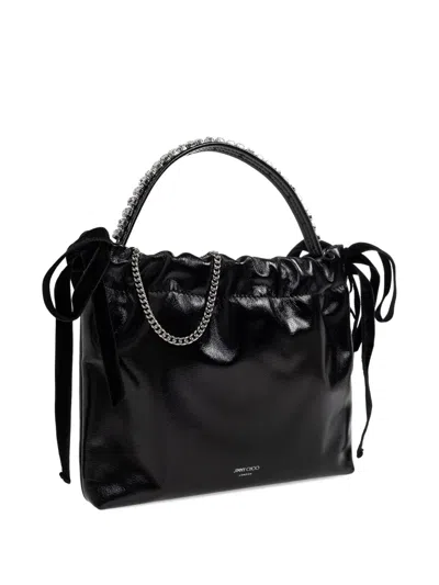 Jimmy Choo Logo-print Drawstring Tote Bag In Black