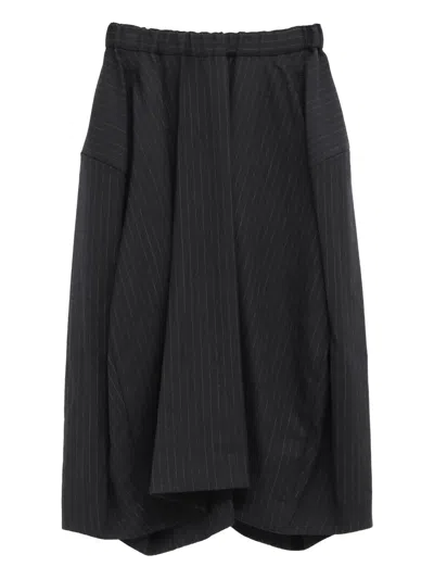 Comme Des Garçons Pinstripe-print Midi Skirt In Black