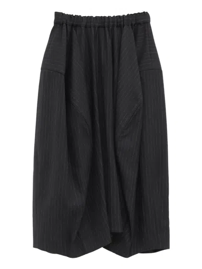 Comme Des Garçons Pinstripe-print Midi Skirt In Black
