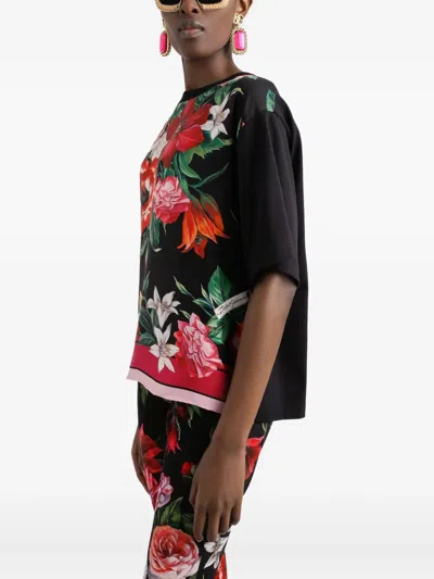 Dolce & Gabbana Cotton-silk T-shirt In Animal Print