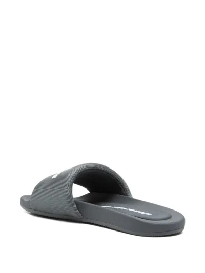 Alexander Wang Logo Strap Slides In Gray