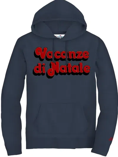 Mc2 Saint Barth Plaid Lettering Hoodie In Blue