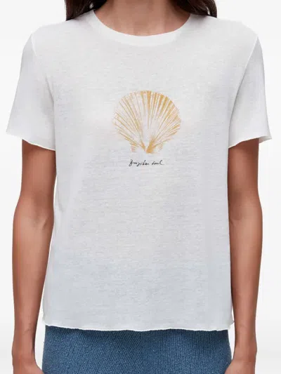 Osklen Shell-print Raw-edge T-shirt In White