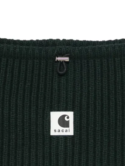 Sacai Ribbed Logo Neck Warmer In Black