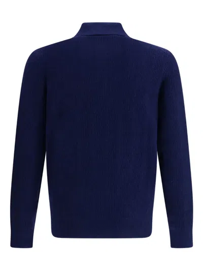 Brunello Cucinelli Long-sleeve Cashmere Polo Shirt In Blue