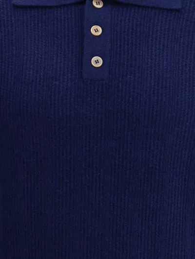 Brunello Cucinelli Long-sleeve Cashmere Polo Shirt In Blue