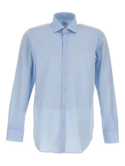 Bagutta Men Blue Classic Cotton Shirt In Blue