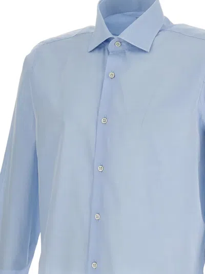 Bagutta Men Blue Classic Cotton Shirt In Blue