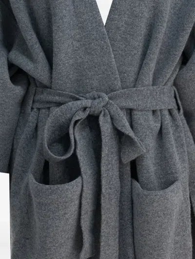 Sa Su Phi Pockets Belted Coat In Gray
