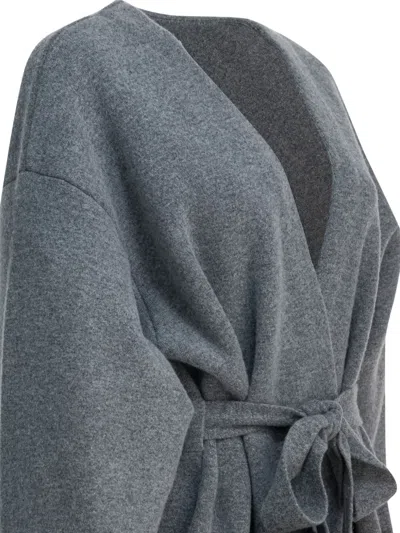 Sa Su Phi Pockets Belted Coat In Gray