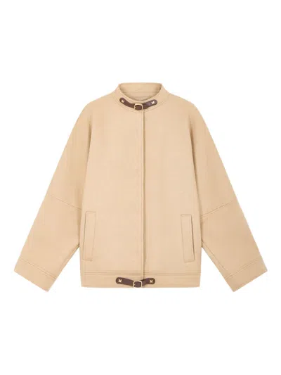 Max Mara Buckled Chaquetón Jacket In Brown