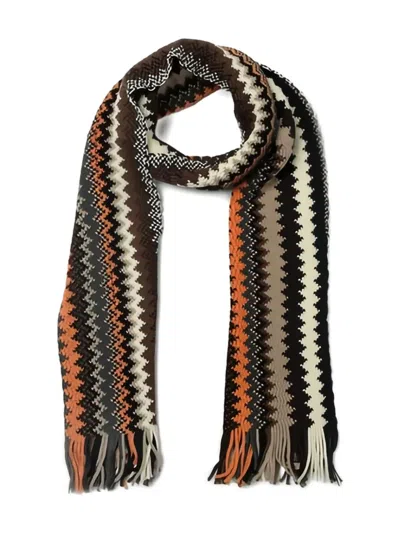 Missoni Zigzag-pattern Fringed Scarf In Multi