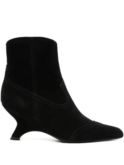 Simkhai Shadow High Heels Ankle Boots In Black Suede In Black