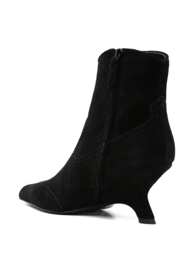 Simkhai Shadow High Heels Ankle Boots In Black Suede In Black