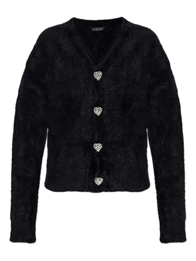 Balenciaga Heart-embellishment Cardigan In Black
