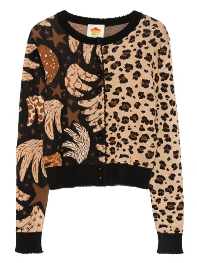 Farm Rio Animal-print Cardigan In Brown
