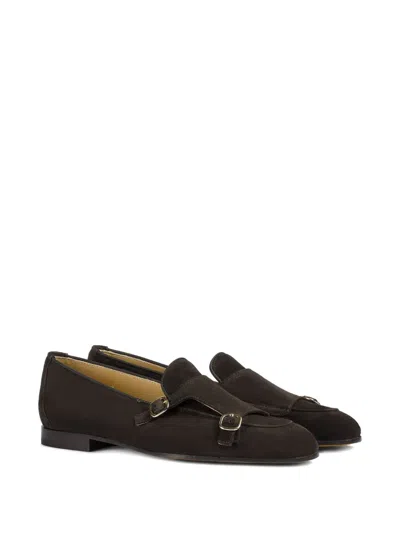 Doucal's Suede Double-buckle Loafer In Brown