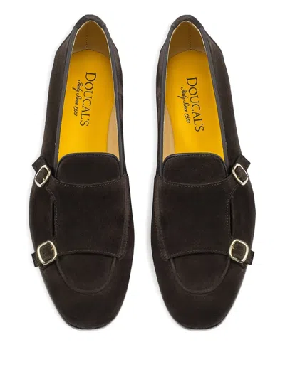 Doucal's Suede Double-buckle Loafer In Brown