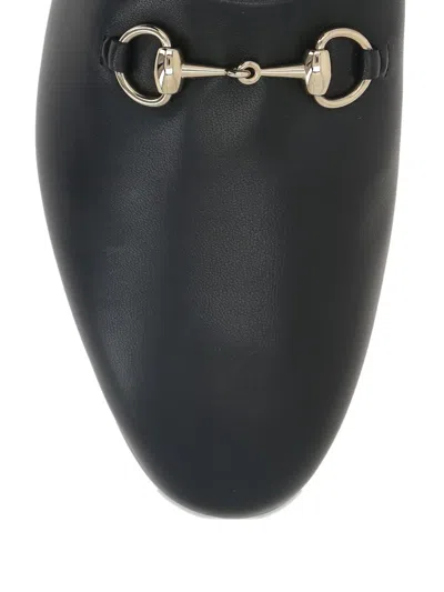 Gucci Women Black Nappa Leather Mules With Horsebit