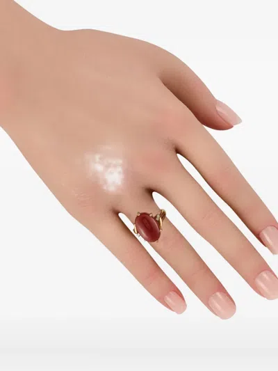 Pre-owned Mikimoto 18k Yellow Gold Diamond Coral Ring