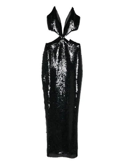 Monot Sequin Cutout Maxi Dress In Black
