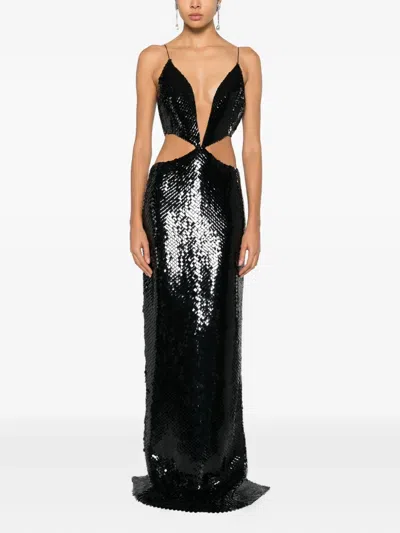 Monot Sequin Cutout Maxi Dress In Black